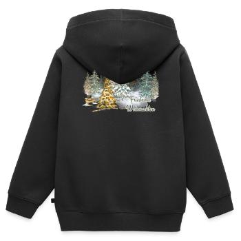 Noël paisible dans la forêt hivernale de l’Avent - Sweat Premium à capuche zippé enfant bio - noir - Dos - AI Model Kid Male (0cm)