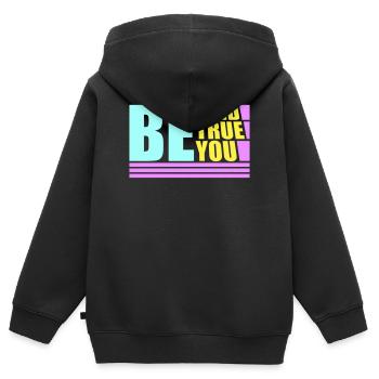 Be Kind Be True Be You Inspirierend Selbstliebe - Kinder Premium Organic Zip Hoodie - Schwarz - Hinten - AI Model Kid Male (0cm)