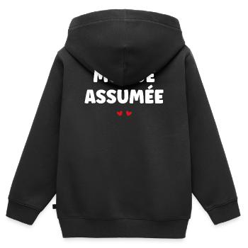 Morue Assumée - Sweat Premium à capuche zippé enfant bio - noir - Dos - AI Model Kid Male (0cm)