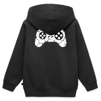 Craquement de manette : Arrête de rage - Sweat Premium à capuche zippé enfant bio - noir - Dos - AI Model Kid Male (0cm)