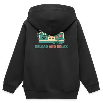 Retro-Gaming-Controller neu laden und entspannen - Kinder Premium Organic Zip Hoodie - Schwarz - Hinten - AI Model Kid Male (0cm)