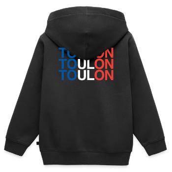 Toulon, France, France - Sweat Premium à capuche zippé enfant bio - noir - Dos - AI Model Kid Male (0cm)