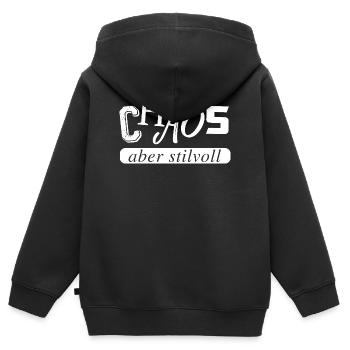 Chaos, aber stilvoll - Kinder Premium Organic Zip Hoodie - Schwarz - Hinten - AI Model Kid Male (0cm)