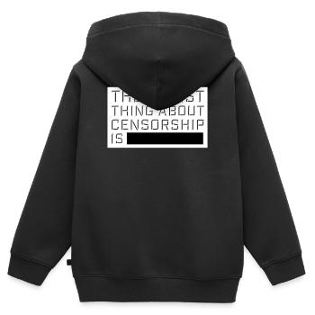 Le pire dans la censure, c’est l’ironie amusante - Sweat Premium à capuche zippé enfant bio - noir - Dos - AI Model Kid Male (0cm)