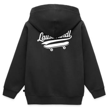 Lausdeandl - Kinder Premium Organic Zip Hoodie - Schwarz - Hinten - AI Model Kid Male (0cm)