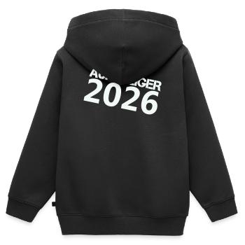 aufsteiger_2026- - Kinder Premium Organic Zip Hoodie - Schwarz - Hinten - AI Model Kid Male (0cm)