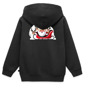 Weihnachts-Santa im Schlitten mit Rentieren - Kinder Premium Organic Zip Hoodie - Schwarz - Hinten - AI Model Kid Male (0cm)