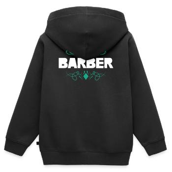 Conception d’ornements de coiffure - Sweat Premium à capuche zippé enfant bio - noir - Dos - AI Model Kid Male (0cm)