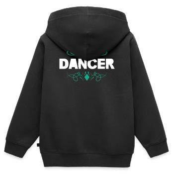 Dancer: Kräftige Typo mit Ornamenten - Kinder Premium Organic Zip Hoodie - Schwarz - Hinten - AI Model Kid Male (0cm)