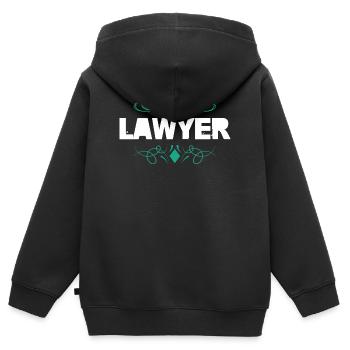Juristenlogo mit Ornament - Kinder Premium Organic Zip Hoodie - Schwarz - Hinten - AI Model Kid Male (0cm)