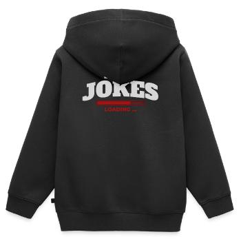 DadWitze Ladebalken - Kinder Premium Organic Zip Hoodie - Schwarz - Hinten - AI Model Kid Male (0cm)