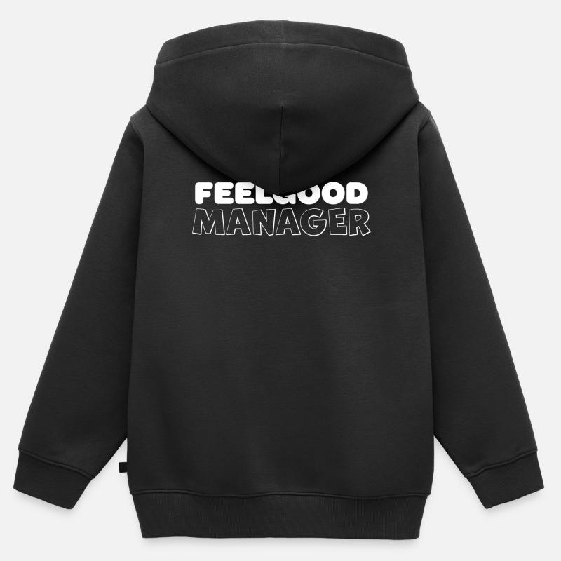 Feelgood Manager Design Tshirt blanc - Sweat Premium à capuche zippé enfant bio - noir