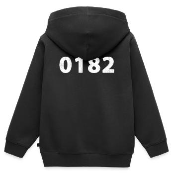 0182 Gouda Schoonhoven Reeuwwijk Vlist Moordrecht - Sweat Premium à capuche zippé enfant bio - noir - Dos - AI Model Kid Male (0cm)