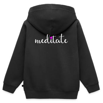 Meditate Yoga Meditation Heart Handwriting Namaste - Kids Premium Organic Zip-up Hoodie - black - Back - AI Model Kid Male (0cm)
