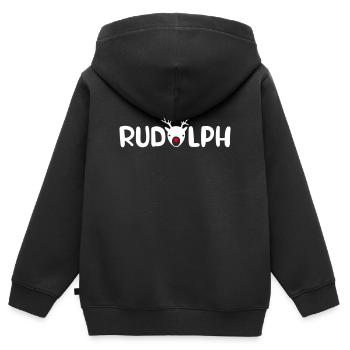 Rudolph Geweih Weihnachten Lied Ohrwurm Xmas - Kinder Premium Organic Zip Hoodie - Schwarz - Hinten - AI Model Kid Male (0cm)