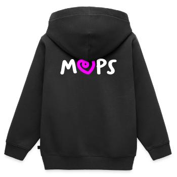 Carlin Coeur Chiens Fan Animal Amour Chien Chien Race Bello - Sweat Premium à capuche zippé enfant bio - noir - Dos - AI Model Kid Male (0cm)