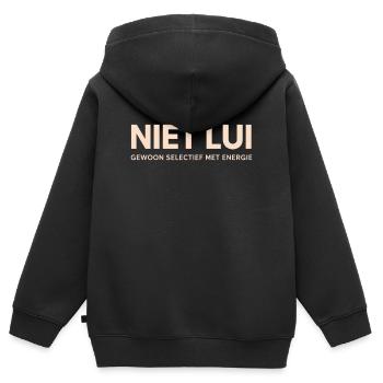 Nicht faul. Einfach selektiv mit der Energie. - Kinder Premium Organic Zip Hoodie - Schwarz - Hinten - AI Model Kid Male (0cm)