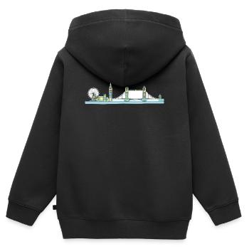 London City Skyline Tower Bridge Line Art - Kids Premium Organic Zip-up Hoodie - black - Back - AI Model Kid Male (0cm)