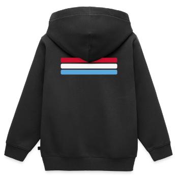 Luxemburg Flagge Minimal - Fahne Fan Streifen Desi - Kinder Premium Organic Zip Hoodie - Schwarz - Hinten - AI Model Kid Male (0cm)