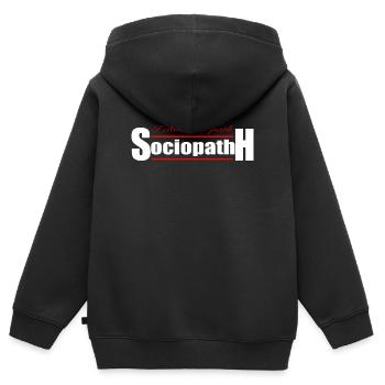 Soziopath - Kinder Premium Organic Zip Hoodie - Schwarz - Hinten - AI Model Kid Male (0cm)