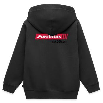 Furchtlos auf 50ccm Stolzer Mofa- und Mopedfahrer - Kinder Premium Organic Zip Hoodie - Schwarz - Hinten - AI Model Kid Male (0cm)
