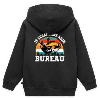 je serai dans mon bureau - Sweat Premium à capuche zippé enfant bio - noir - Dos - AI Model Kid Male (0cm)