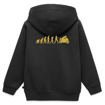 Motorrad-Evolution - Kinder Premium Organic Zip Hoodie - Schwarz - Hinten - AI Model Kid Male (0cm)