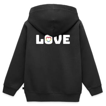 Love Heart Rainbow white - Kinder Premium Organic Zip Hoodie - Schwarz - Hinten - AI Model Kid Male (0cm)