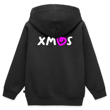 Noël Coeur Noël Noël Avent Père Noël - Sweat Premium à capuche zippé enfant bio - noir - Dos - AI Model Kid Male (0cm)