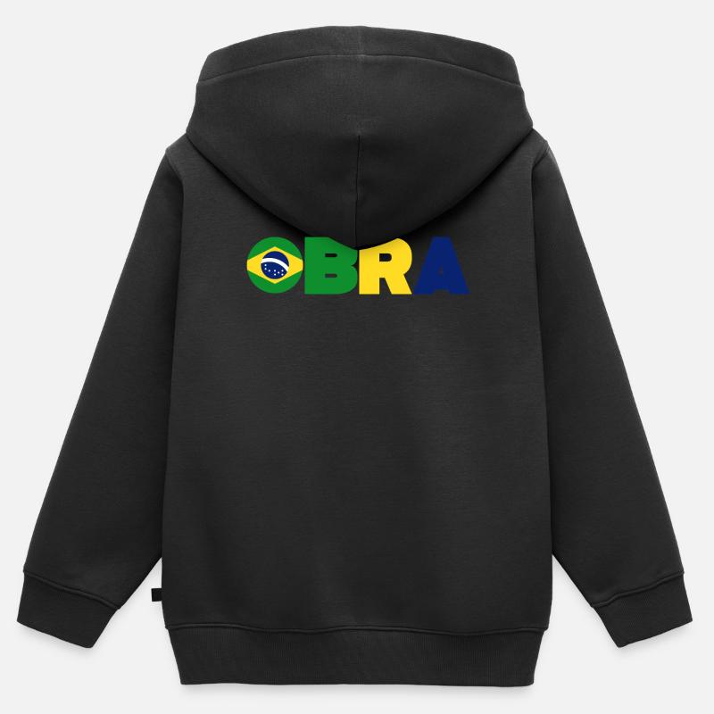 Brésil - Sweat Premium à capuche zippé enfant bio - noir