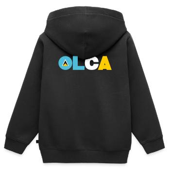 Sainte-Lucie - Sweat Premium à capuche zippé enfant bio - noir - Dos - AI Model Kid Male (0cm)