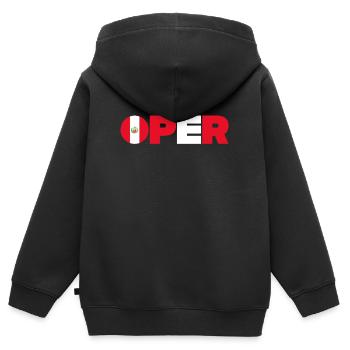 Pérou - Sweat Premium à capuche zippé enfant bio - noir - Dos - AI Model Kid Male (0cm)