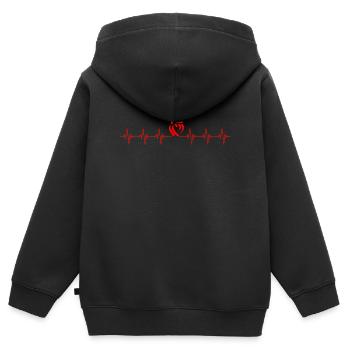vendee coeur rythme cardiaque attachement - Sweat Premium à capuche zippé enfant bio - noir - Dos - AI Model Kid Male (0cm)