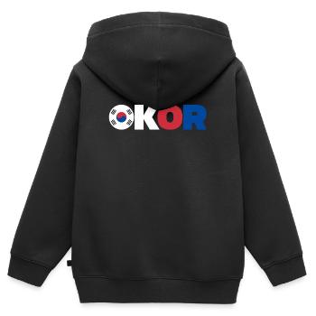 Korea - Kinder Premium Organic Zip Hoodie - Schwarz - Hinten - AI Model Kid Male (0cm)