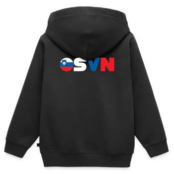 Slowenien - Kinder Premium Organic Zip Hoodie - Schwarz - Hinten - AI Model Kid Male (0cm)