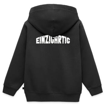 Unique - Sweat Premium à capuche zippé enfant bio - noir - Dos - AI Model Kid Male (0cm)