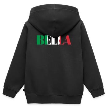 Bella Italia - Sweat Premium à capuche zippé enfant bio - noir - Dos - AI Model Kid Male (0cm)