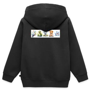 Tierabdrücke aus der Baumschule - Kinder Premium Organic Zip Hoodie - Schwarz - Hinten - AI Model Kid Male (0cm)