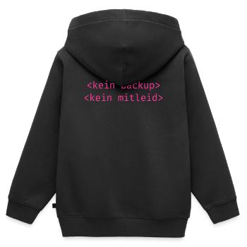 Kein Backup Kein Mitleid Pink - Kinder Premium Organic Zip Hoodie - Schwarz - Hinten - AI Model Kid Male (0cm)