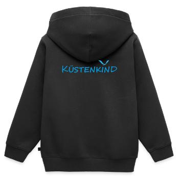 KÜSTENKIND - Kinder Premium Organic Zip Hoodie - Schwarz - Hinten - AI Model Kid Male (0cm)