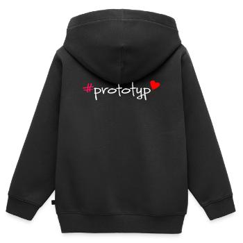 #prototyp - Kinder Premium Organic Zip Hoodie - Schwarz - Hinten - AI Model Kid Male (0cm)