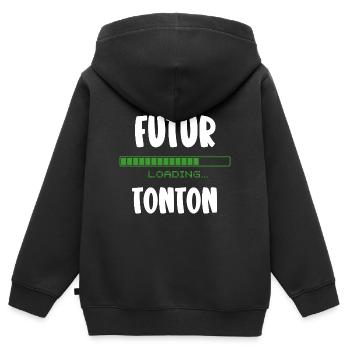 futur tonton - Sweat Premium à capuche zippé enfant bio - noir - Dos - AI Model Kid Male (0cm)
