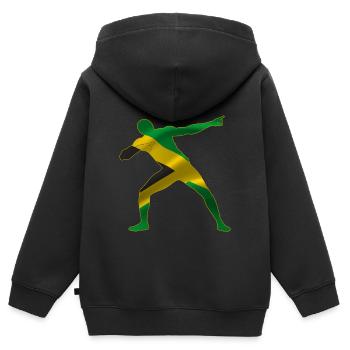 Jamaique Sport Athlète - Sweat Premium à capuche zippé enfant bio - noir - Dos - AI Model Kid Male (0cm)