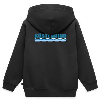 KÜSTENKIND - Kinder Premium Organic Zip Hoodie - Schwarz - Hinten - AI Model Kid Male (0cm)