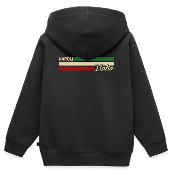 Italie - Naples - Naples - Italien - Italie - Sweat Premium à capuche zippé enfant bio - noir - Dos - AI Model Kid Male (0cm)