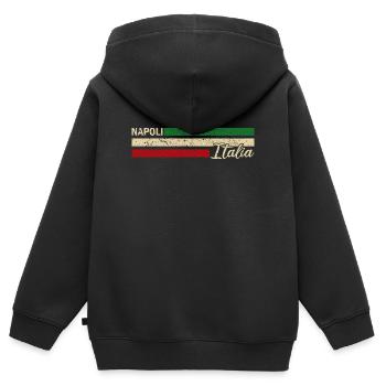 Italie - Naples - Naples - Italien - Italie - Sweat Premium à capuche zippé enfant bio - noir - Dos - AI Model Kid Male (0cm)