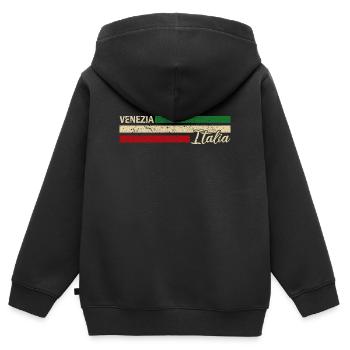 Italie - Venise - Venise - Italien - Italie - Sweat Premium à capuche zippé enfant bio - noir - Dos - AI Model Kid Male (0cm)