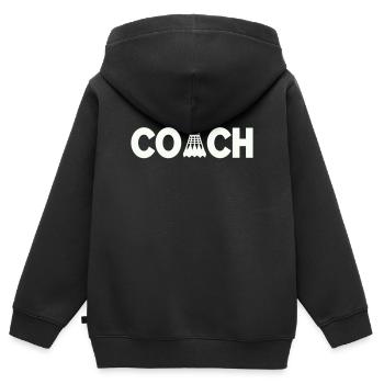 Federball Coach - Kinder Premium Organic Zip Hoodie - Schwarz - Hinten - AI Model Kid Male (0cm)