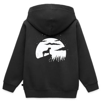 Alano Espanol - Sweat Premium à capuche zippé enfant bio - noir - Dos - AI Model Kid Male (0cm)