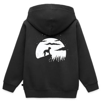 Bedlington Terrier - Sweat Premium à capuche zippé enfant bio - noir - Dos - AI Model Kid Male (0cm)